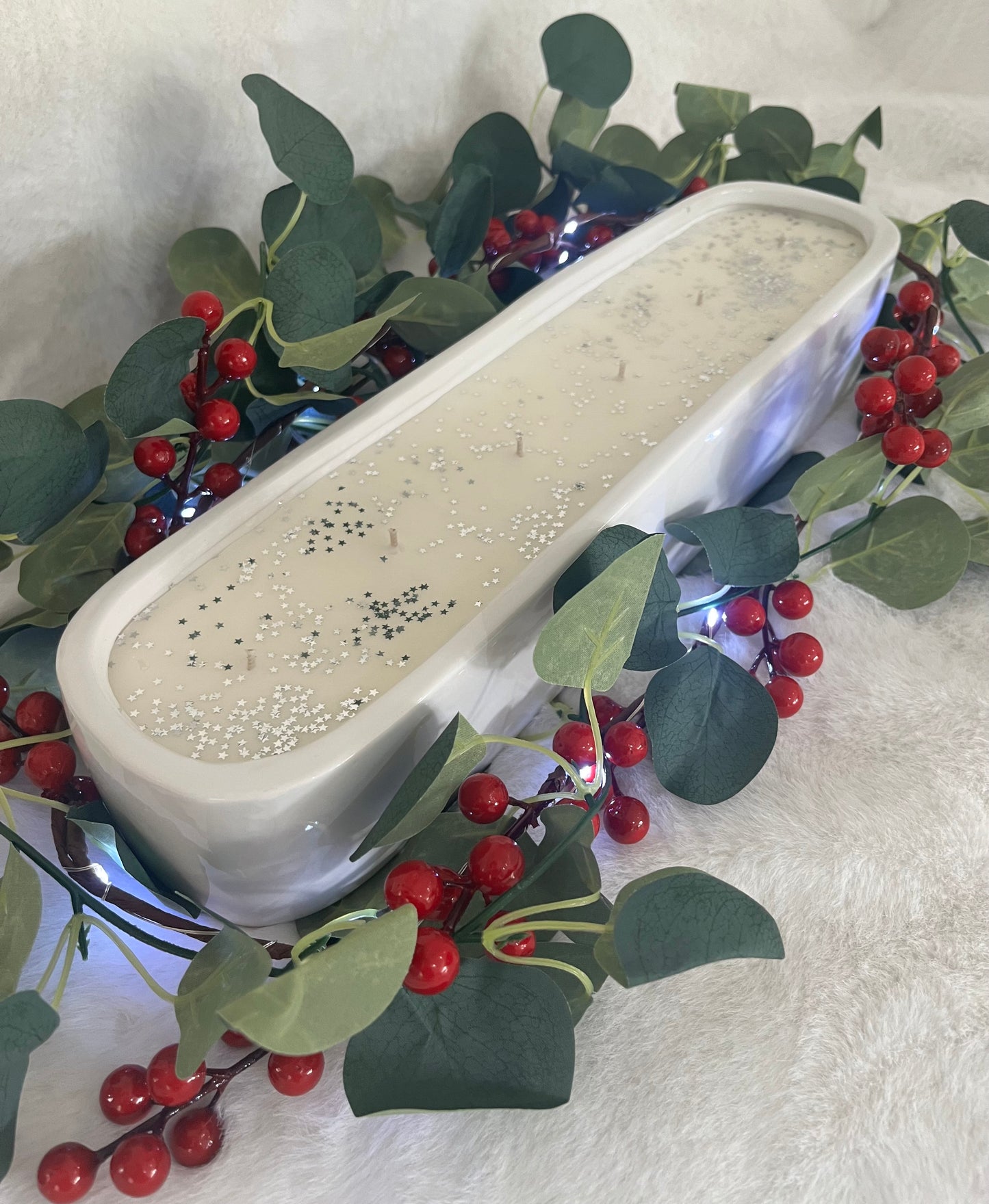 Christmas Large Multi Wick Candle - White