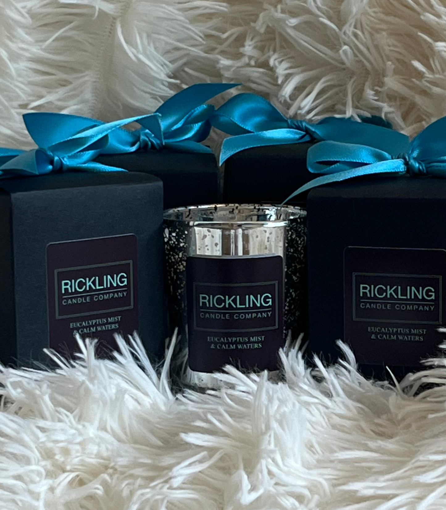 Christmas Mini Votive Candle - Eucalyptus  Mist & Calm Waters.