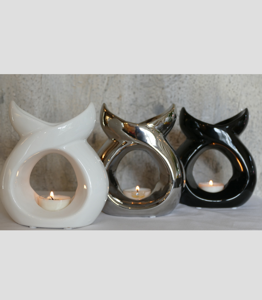 Wax Melt Burner - Serenity Ceramic Burner in Chrome, White Gloss or Black Gloss