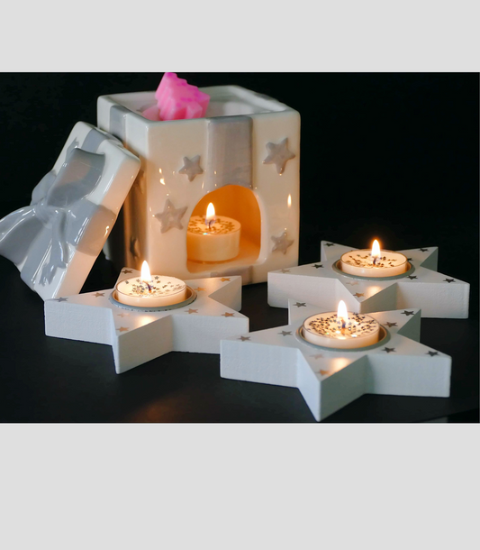 Christmas Wax Burner - present with lid