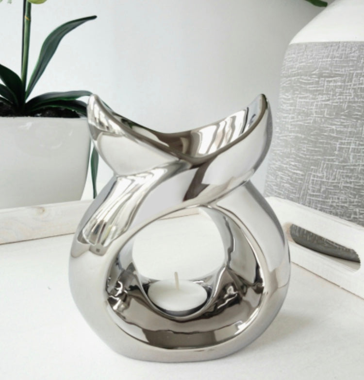 Wax Melt Burner - Serenity Ceramic Burner in Chrome, White Gloss or Black Gloss